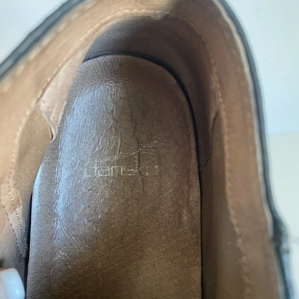 Dansko Leyla Black Women 38 US 7.5 8 Leather Ankle Boots Hidden Wedge Side Zip - Picture 9 of 11